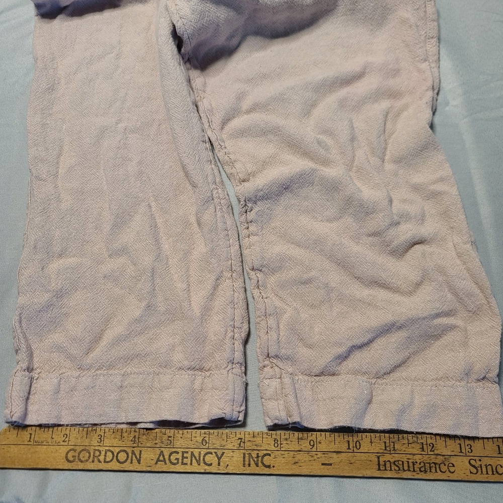 Old Navy Linen Blend Pants Womens S Beige High Rise Straight Comfort Waistband - Picture 3 of 9